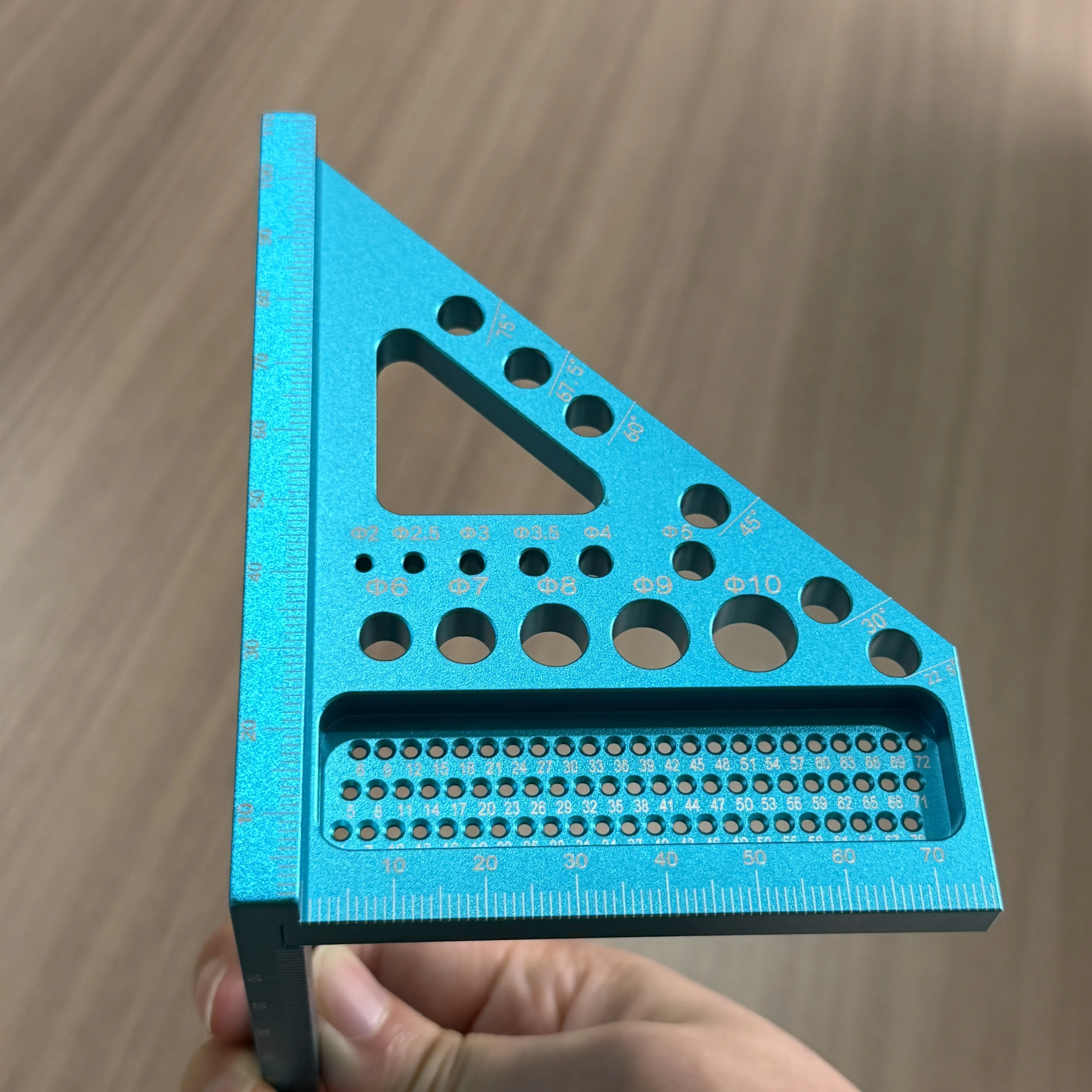 45/90 Degree Aluminum Woodworking Square Protractor, 3D Multi-Angle Measuring Ruler, Miter Triangle Ruler Layout Measuring Tools