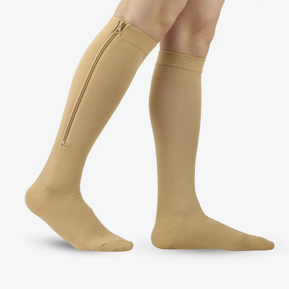 

1Pair Compression Socks with Zipper Stylish Design Breathable Sweat Absorbing for Running Hiking Snowboarding Outdoor Sports