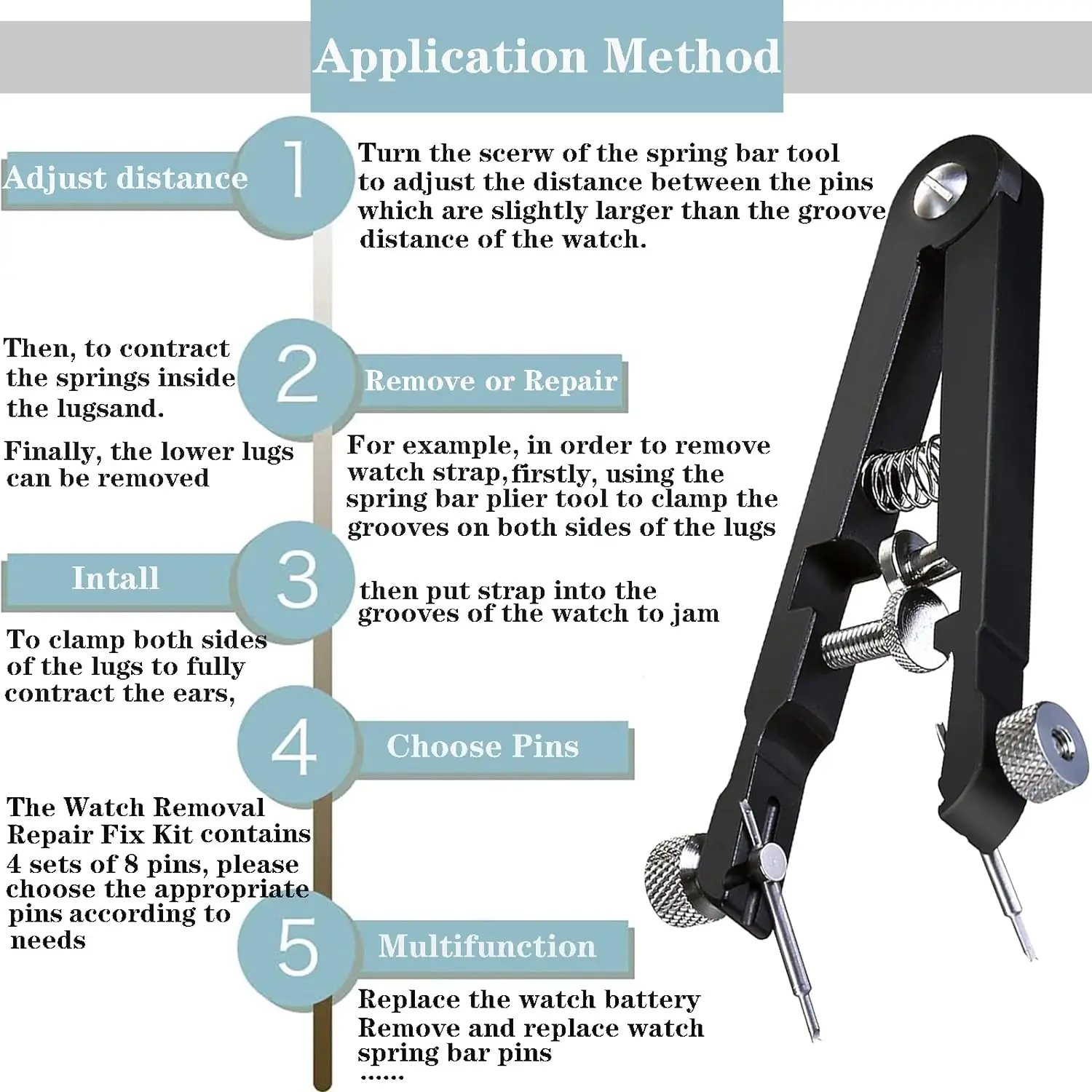 Watch Band Removing Tool Plier 6825 Metal Spring Bar Connecting Pin Remover Tool To Remove Watch Links Removal Repair Tool Kit