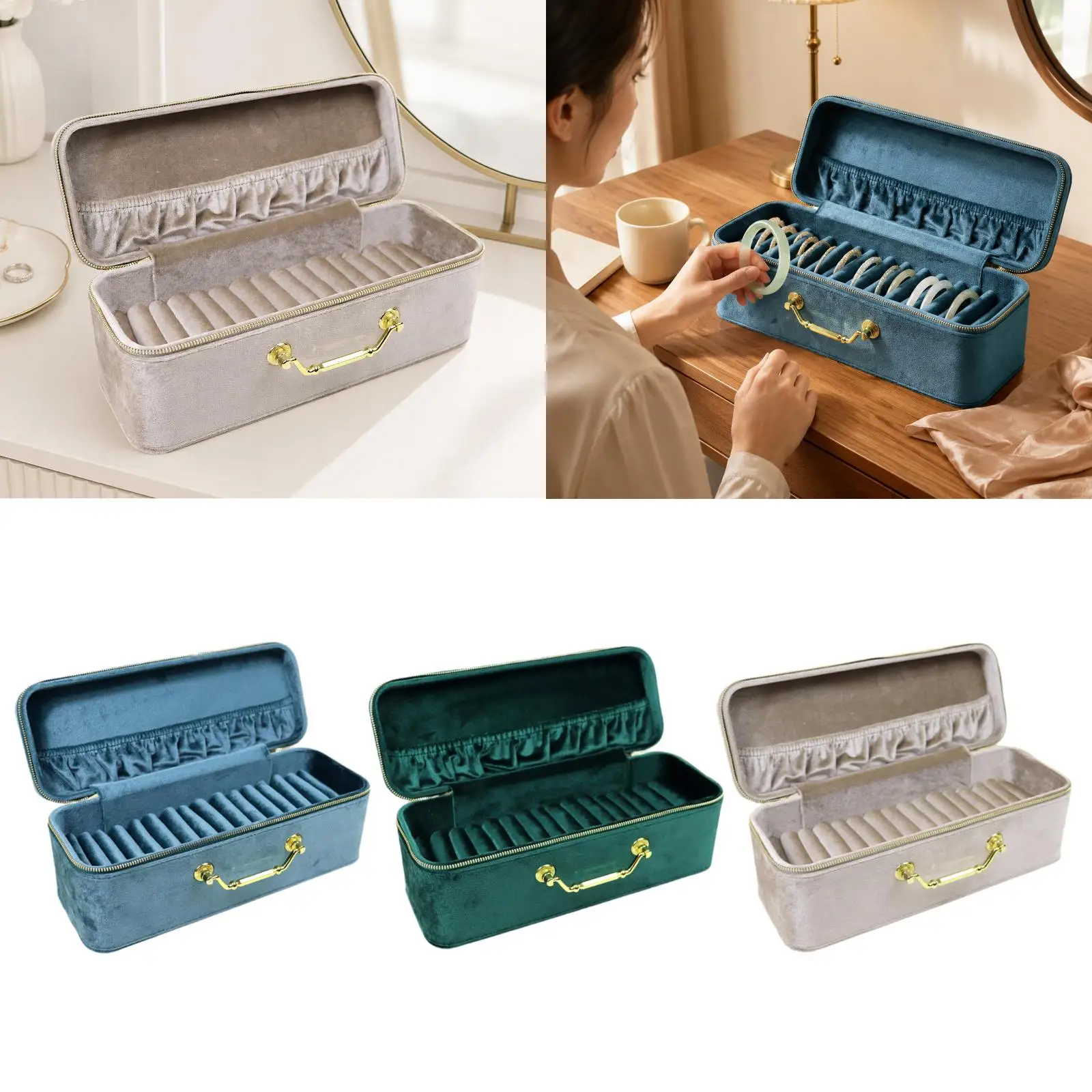 

Bracelet Display Case Velvet Bangle Storage Box Jewelry Organizer Portable Container for Accessories Collection