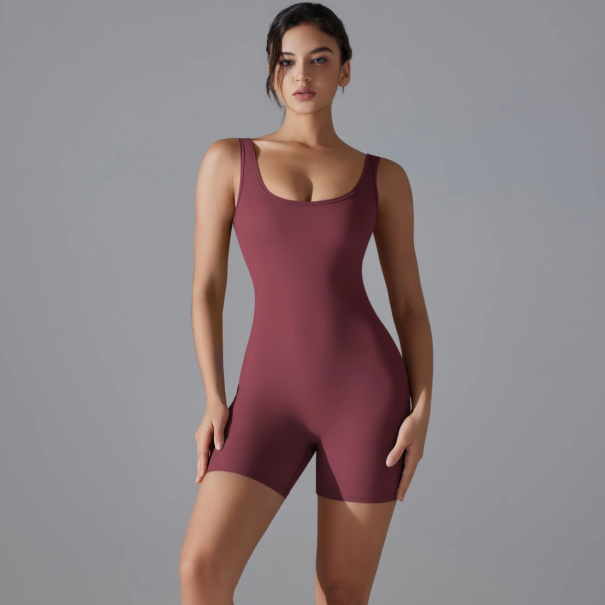 Nuevo Mono deportivo con escote en V en la espalda para mujer, peleles de gimnasio, ropa deportiva sin mangas, monos informales para mujer, traje de una pieza, ropa de Yoga