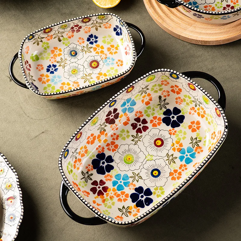 

ZML ceramic baking pan bowl cheese baked rice tableware binaural oven
