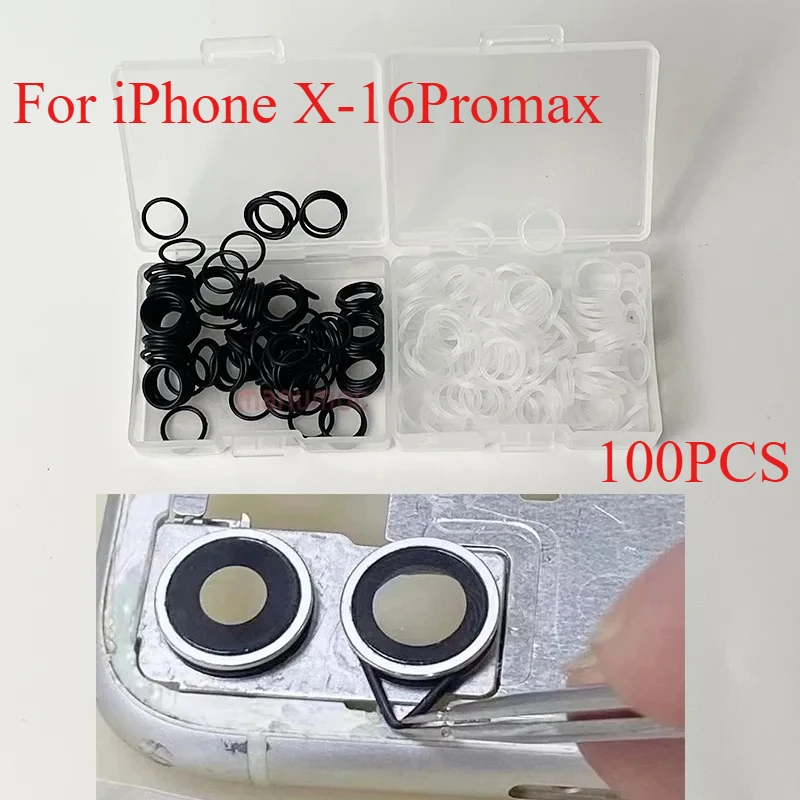 Anneau en caoutchouc étanche, 100 pièces, résout l'espace de la caméra arrière après remplacement du verre arrière pour outil de réparation d'iphone
