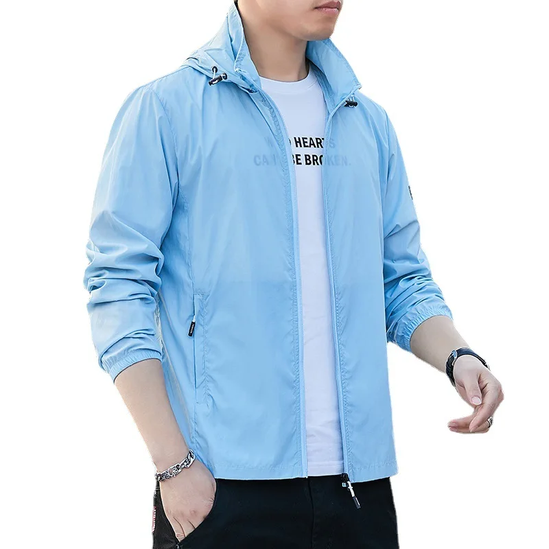

Men's Lightweight Breathable Sun Protection Jacket Quick-Dry Hooded Sleeve Sports Coat Ideal for Running Hiking Mountaineering