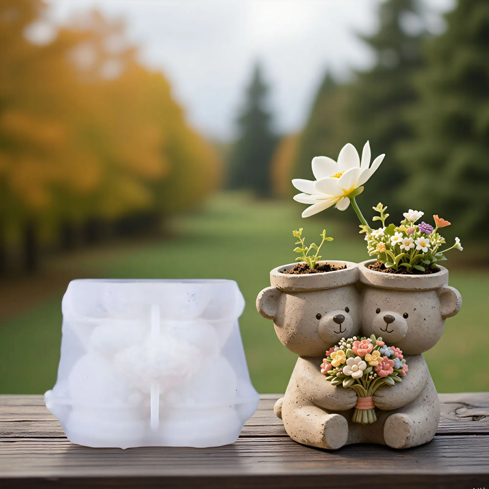 

Bear Design Mold Playful Decorative Mold Candle Holder Mold Reusable For Gift Making Flower Pots Home Decoration