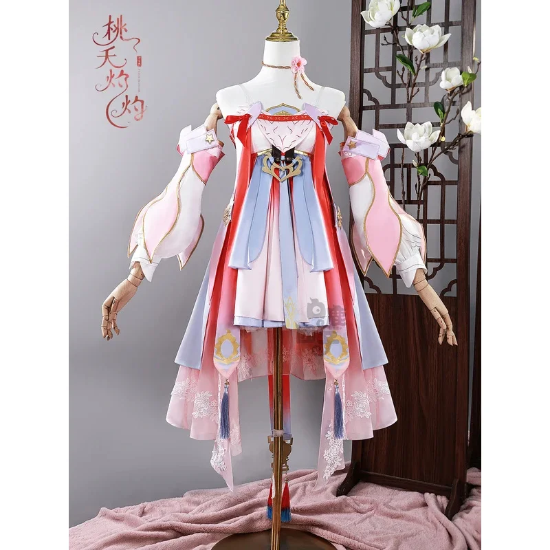 متوفر في المخزون Wuthering موجات زهر الخوخ Jinxi تأثيري حلي مجموعة كاملة Wuwa JIN XI تأثيري حلي موحدة شعر مستعار الأحذية الدعائم