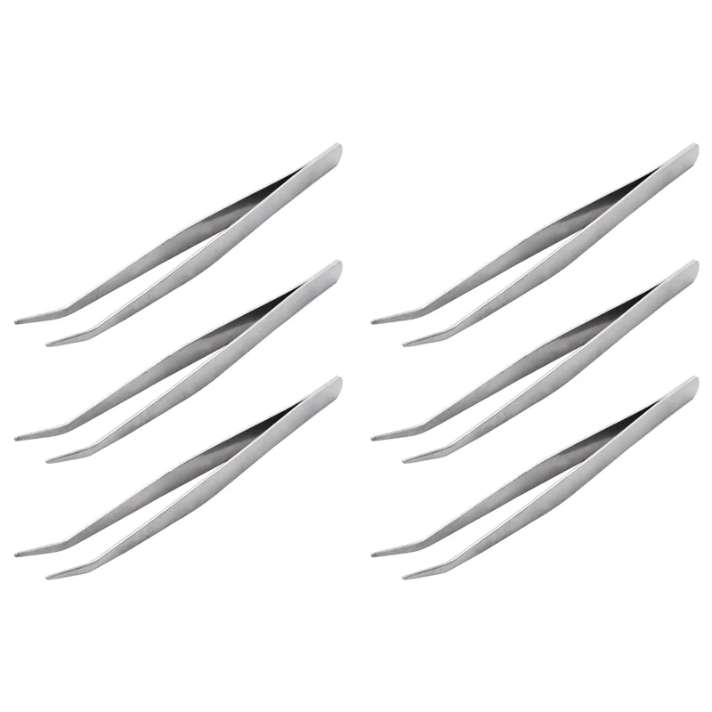 

AB42-6Pcs 5,9-дюймовый длинный серебристый пинцет с изогнутым кончиком, щипцы, плоскогубцы, ручной инструмент