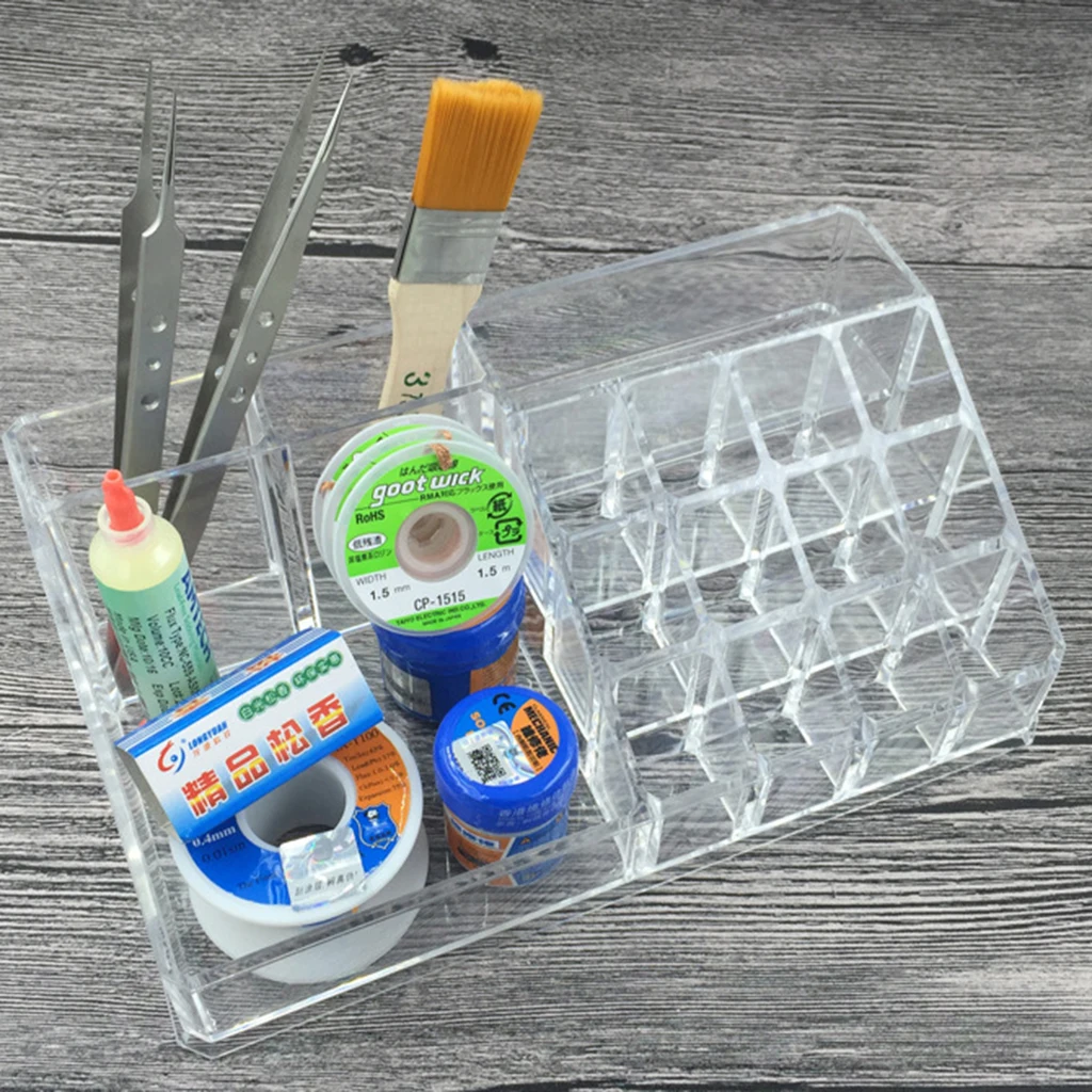 

Repair Tools Box Screw Component Tweezers Brushes Screwdrivers Storage Box