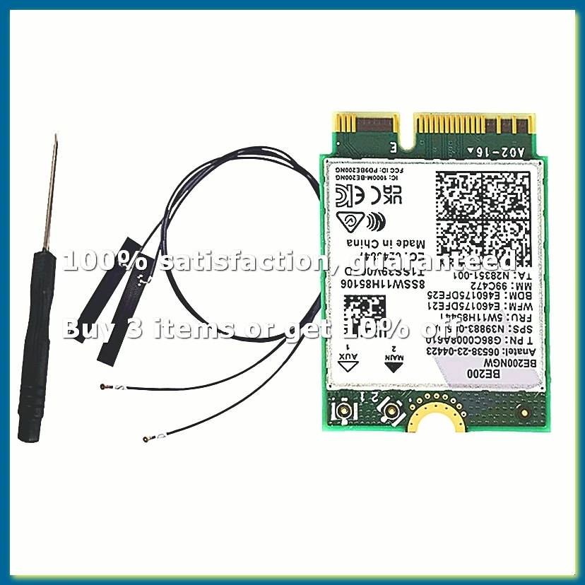 WIFI 7 BE200 BE200NGW WiFi Card+Antenna BT 5.4 802.11AX Tri-Band M.2 NGFF Wireless Network Adapter for Win10/11