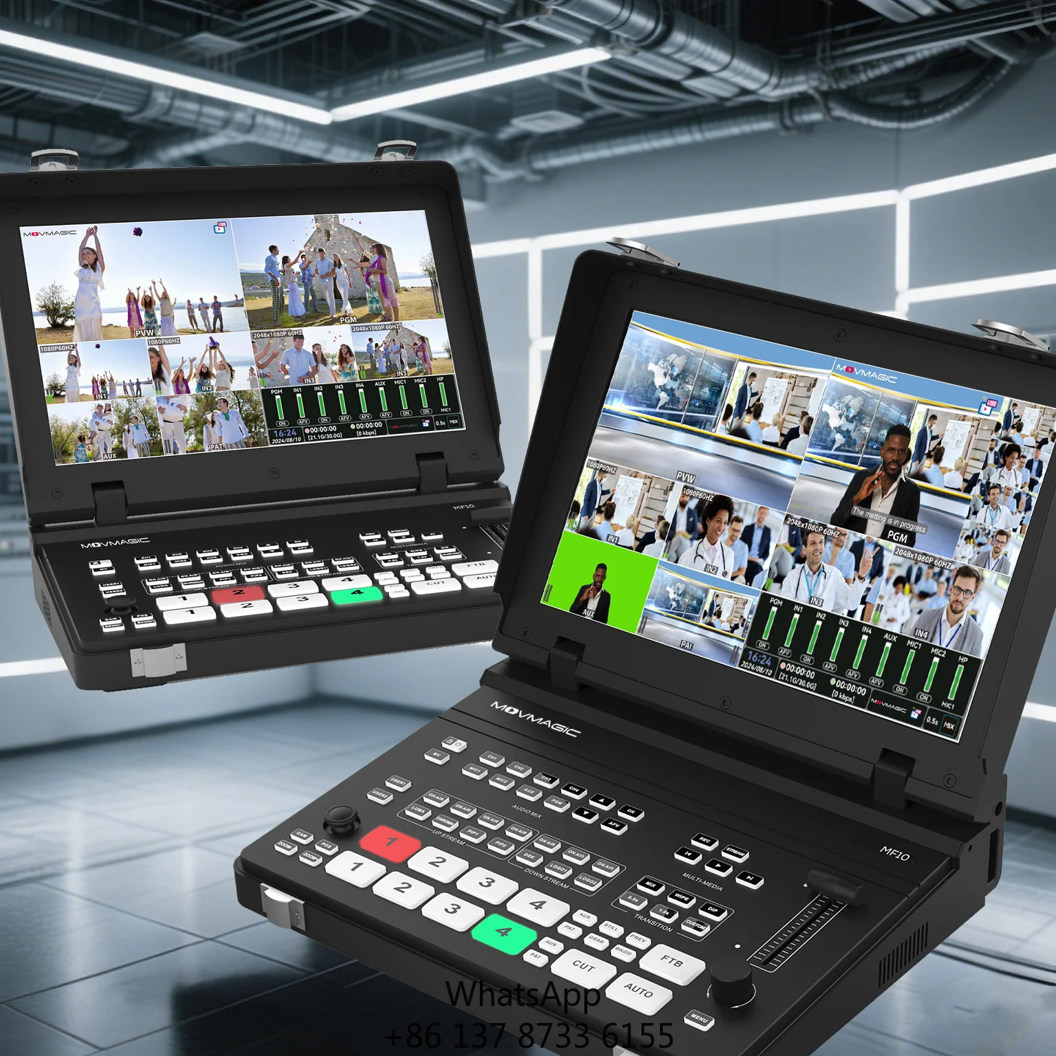 5-Ch Pro Portable HD Input Live Video Switcher Transition Effects Portrait-Landscape Switching Multi-Layer Overlay Multi-Channel