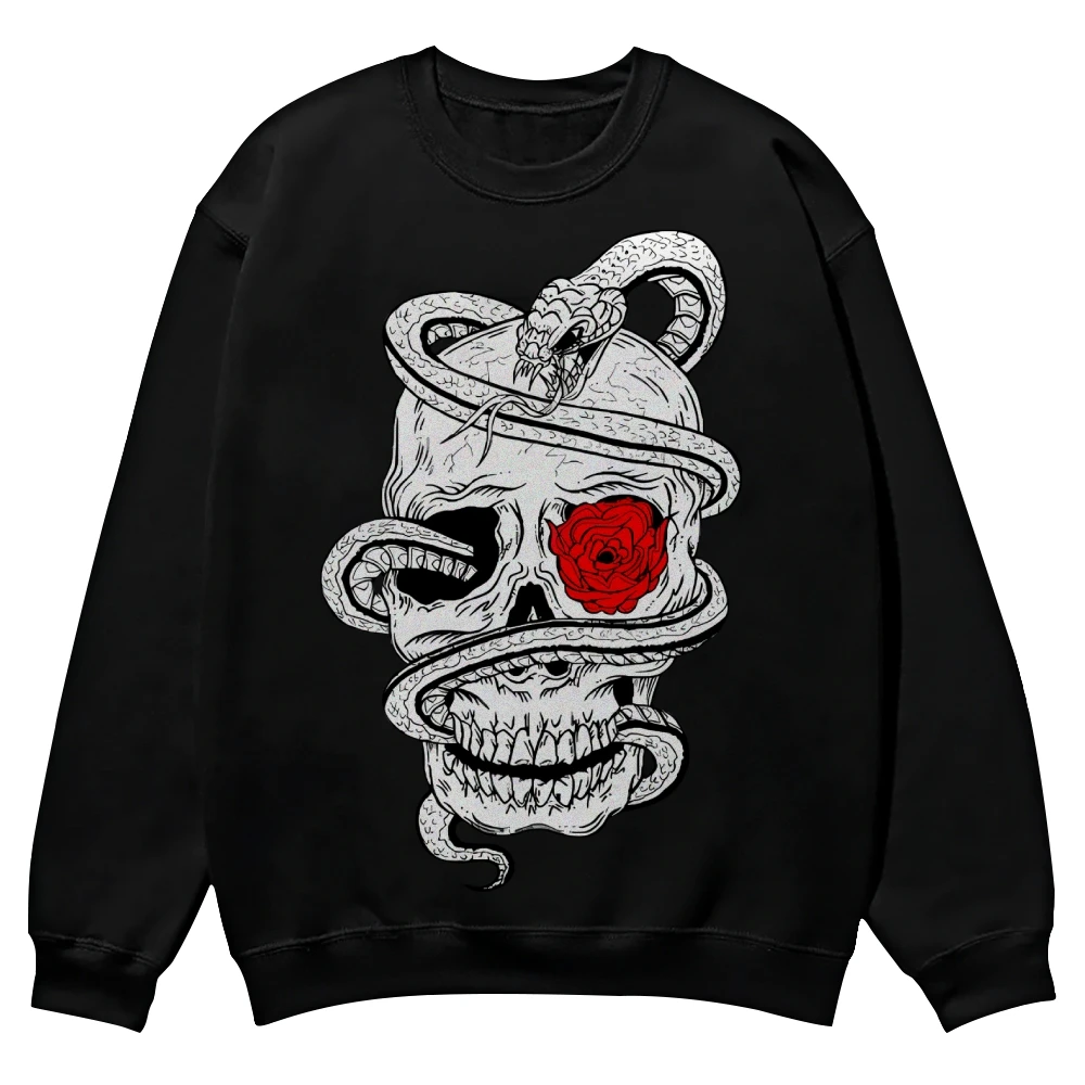 

Skull Graphic Print Women's Crew Neck Sweatshirt Loose Cotton Pullover Fall 2024 Fashion Design Top