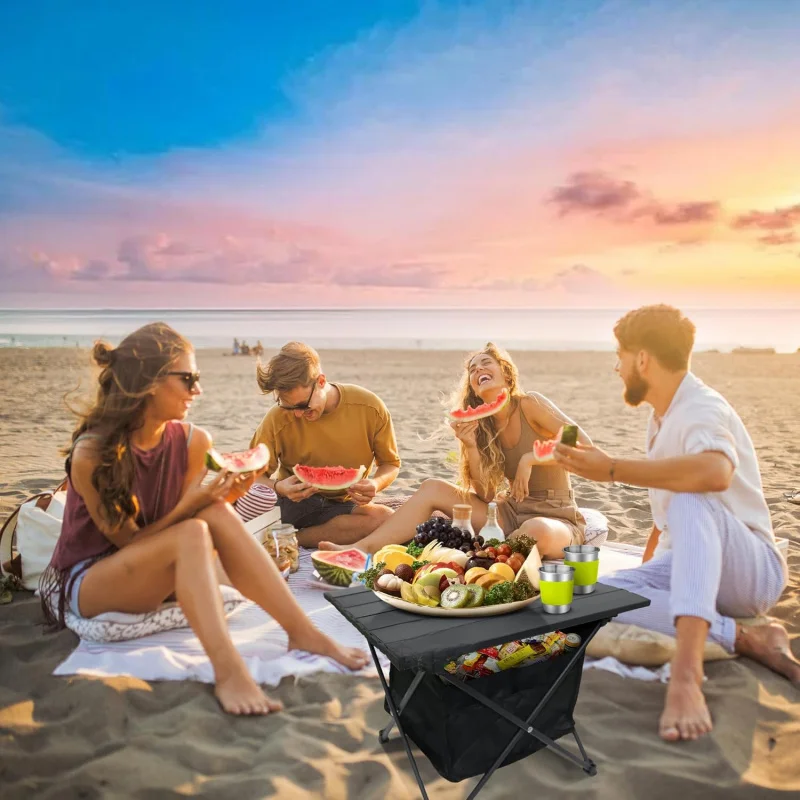 Table Aluminum Ultralight Adjustable Folding Camping Table with Storage Bag, Beach Tables for Sand Foldable, Camping Tables