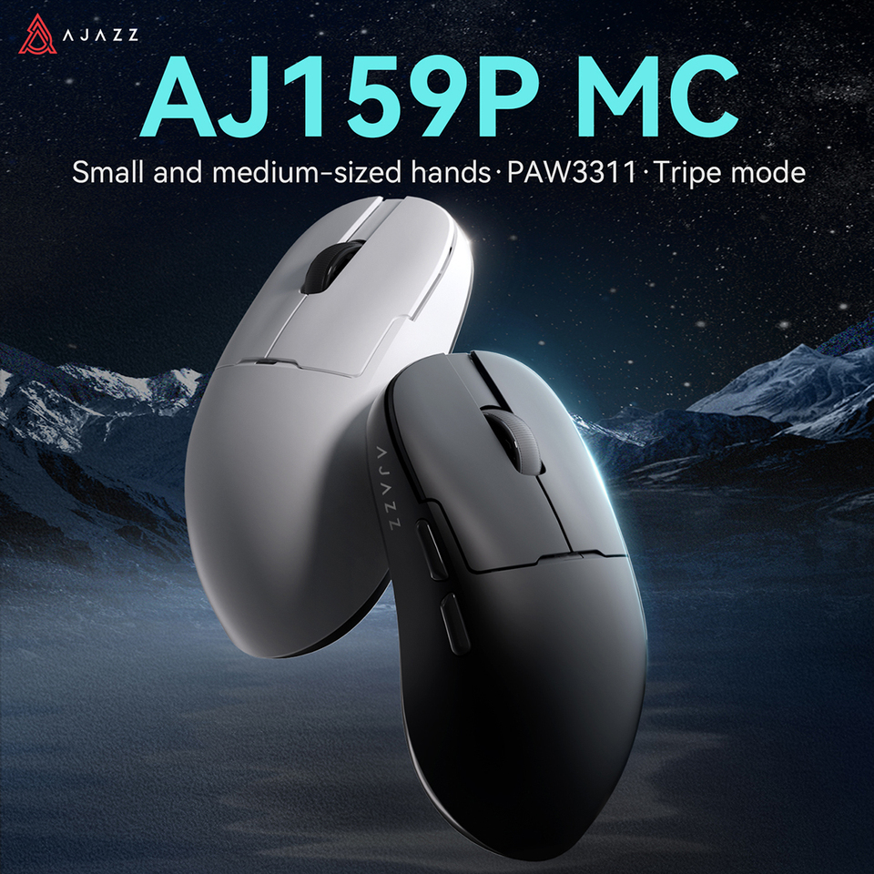  AJAZZ AJ159P MC Tri-mode Gaming Mouse Wired Bluetooth Wireless with Magnetic Charging Base up to 12000DPI for PC 