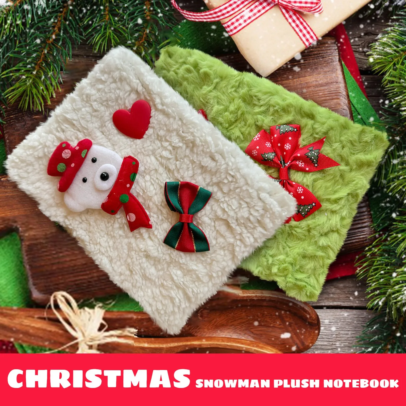 Christmas Plush Notebook A5 Horizontal Line Handbook Santa Claus Snowman Polar Bear Notebook Kids Adult Birthday Christmas Gift