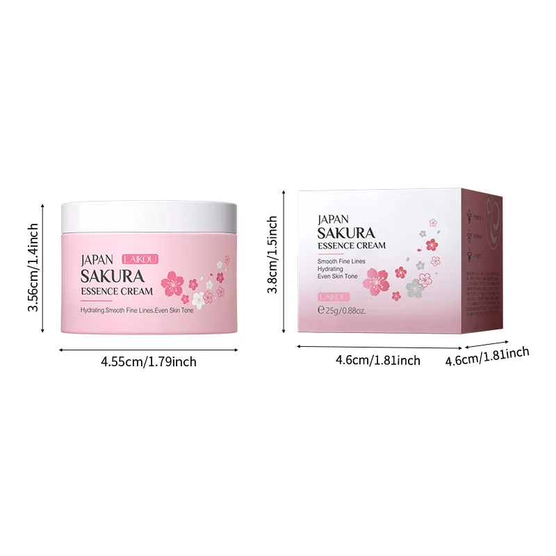 Soro Laikou-sakura e creme facial de colágeno, essência de cerejeira, hidratação, clareamento, poros encolhidos, anti-envelhecimento, cuidados