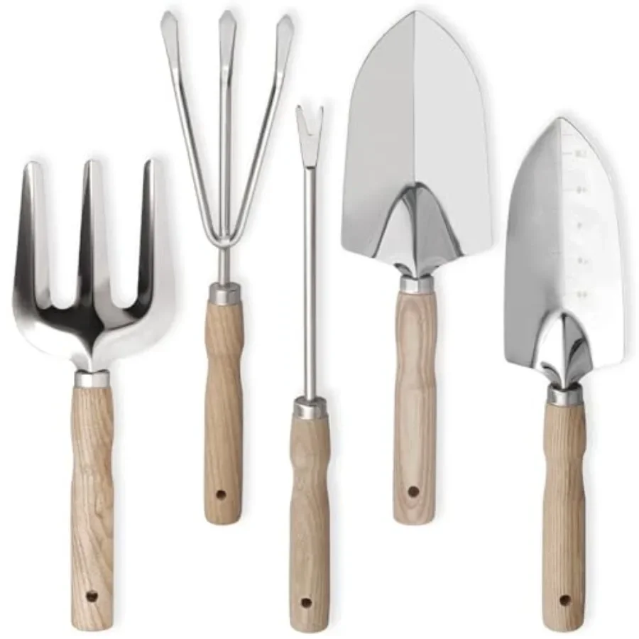 

Набор садовых инструментов, 5 шт., сверхмощный садовый ручной набор инструментов, садовые принадлежности из нержавеющей стали, инструменты с деревянной ручкой для улицы