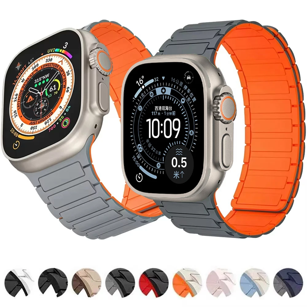 

Silicone Strap for Apple Watch Band 49mm 46mm 42mm 45mm 44mm 41 40mm Bracelet iWatch Series 11 10 9 8 7 6 5 4 SE Ultra 3 2 49MM