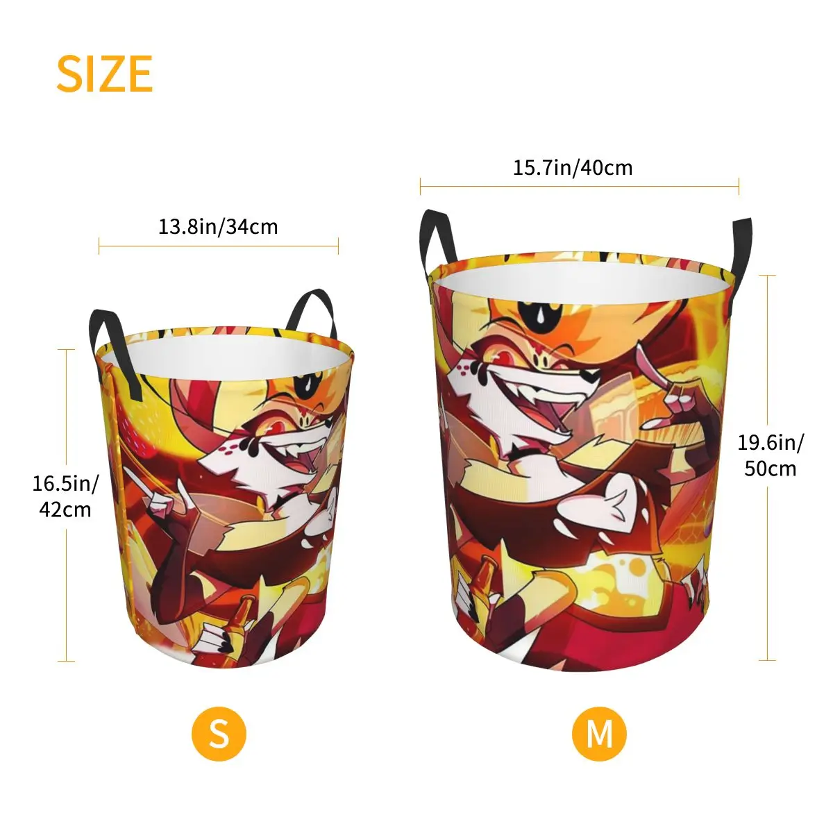 Helluva Boss Beelzebub Foldable Laundry Baskets Dirty Clothes Toys Sundries Storage Basket Large Waterproof Bag For Home Kids