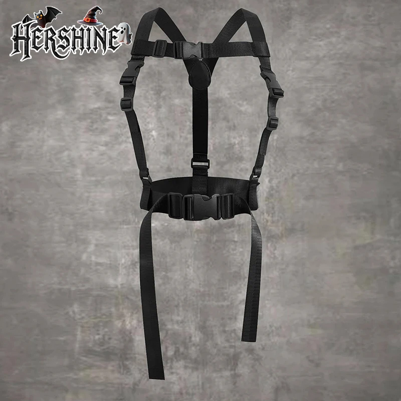 HERSHINE 1 buah tali bahu kanvas gaya gelap ekstensi dua sisi gesper plastik hitam wanita aksesori Halloween Y2K