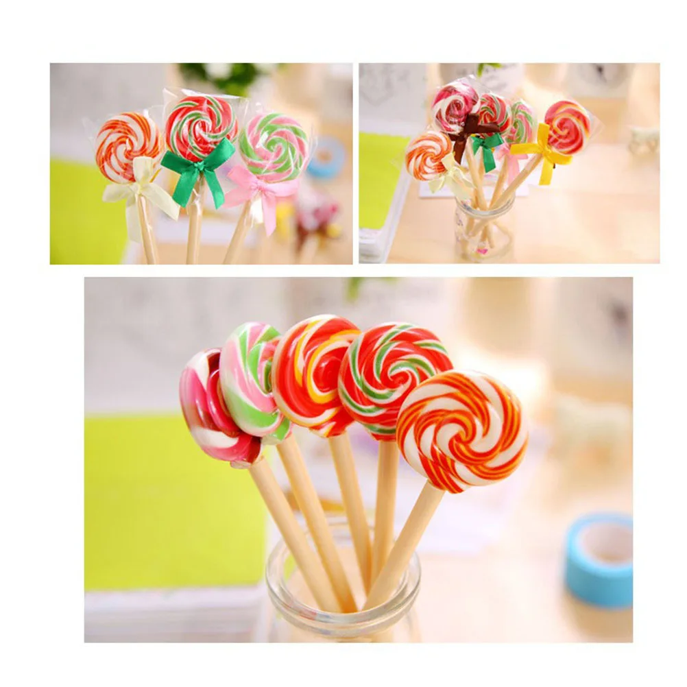 

5pcs Creative Lollipop 0.5MM Ballpoint Pen Novelty Kids Toys Cartoon School Stationery (Mixed Color)