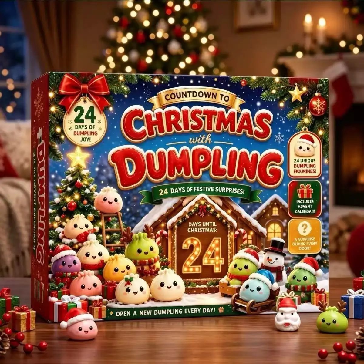 Dumpling Advent Calendar 2027 24 Surprise Kawaii Mini Food Figures Christmas Countdown Calendar Collectible Toy Set for Kids