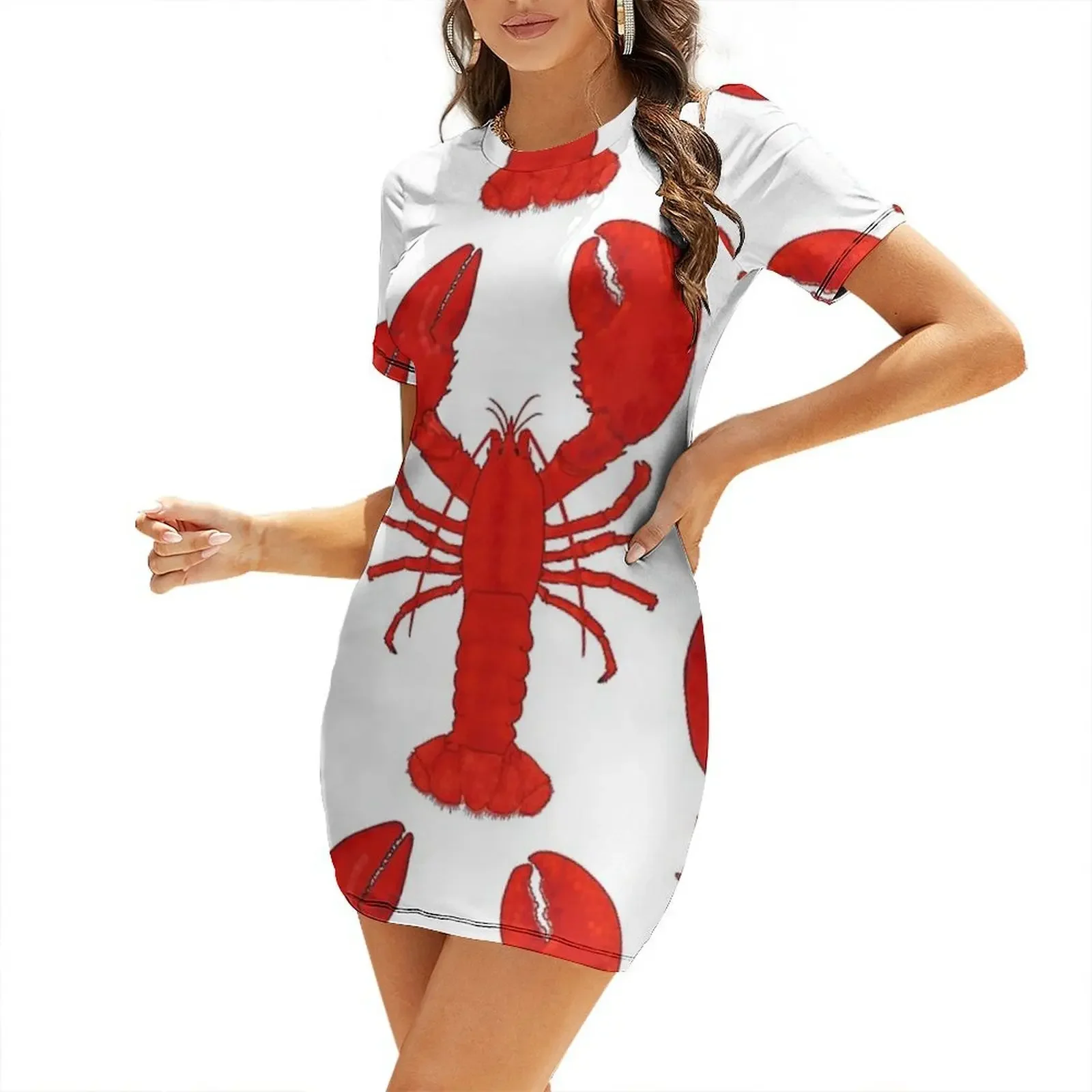 Lobster Short-Sleeved Dress Female clothing women's clothing trend 2026 women formal occasion dresses dress summer