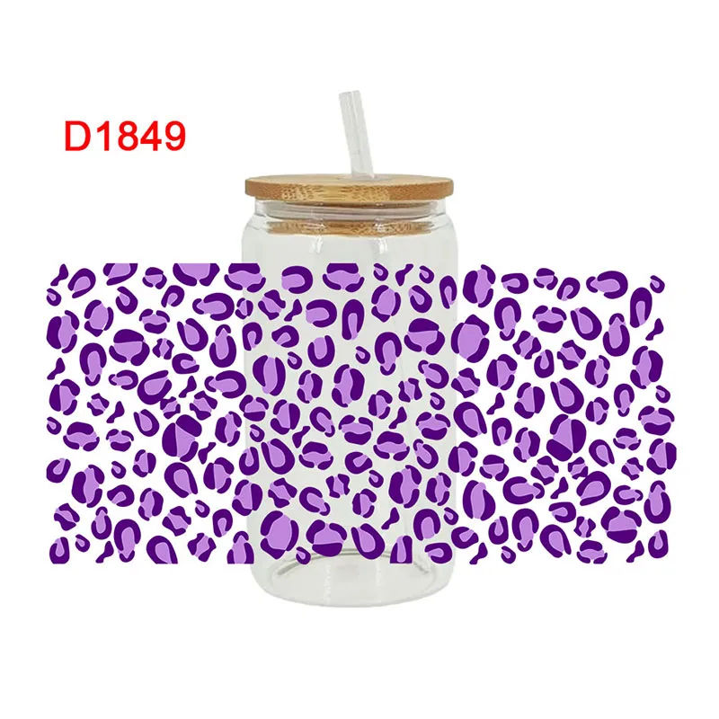 UV DTF Transfers Stickers, 16oz, Cup Wrap, Leopard Printed, DIY Glass, Ceramic, Metal, Leather, Etc D1801