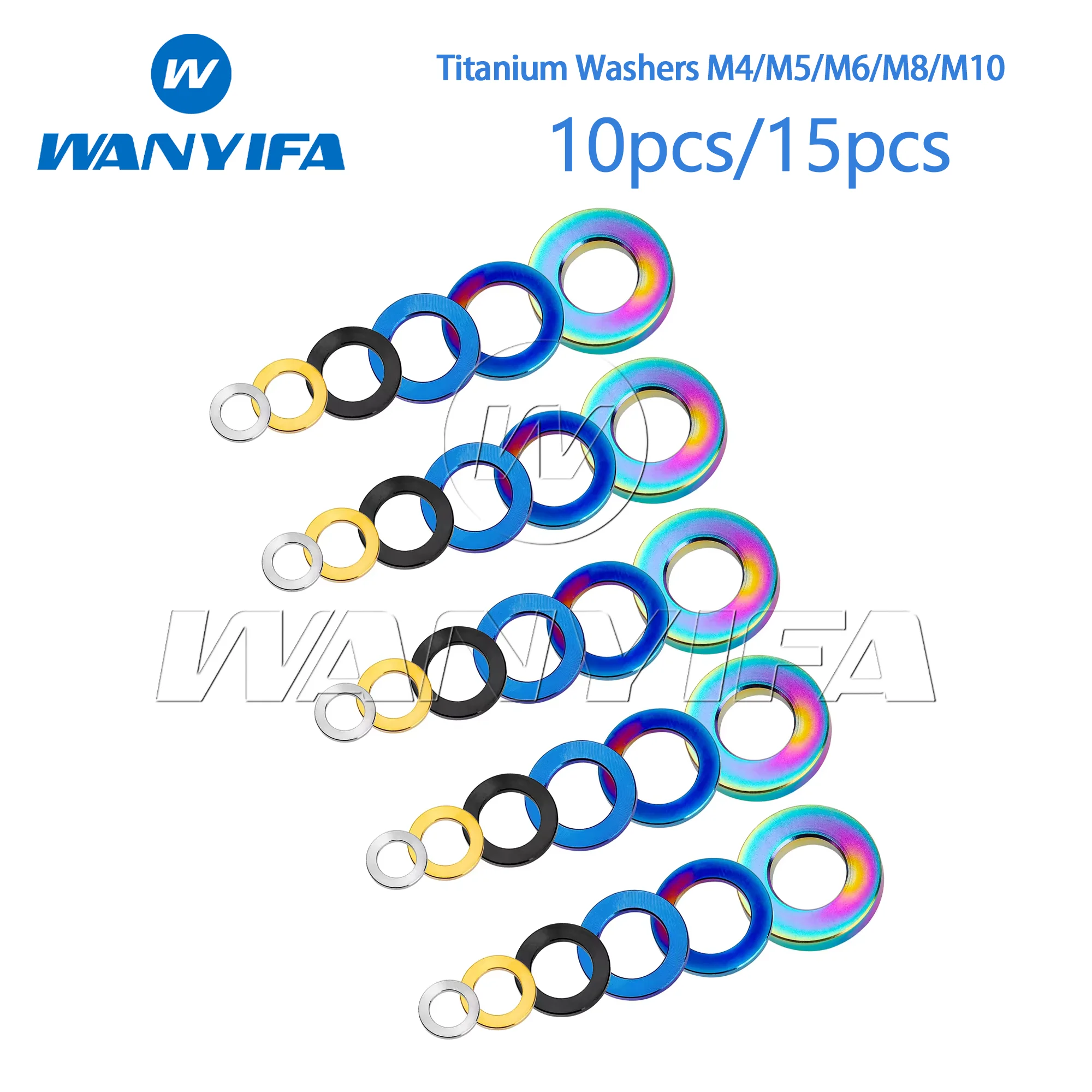 

Wanyifa Titanium Washers M4/M5/M6/M7/M8/M10 DIN912 Flat Spacer Gasket for Motorcycle Car 10/15pcs