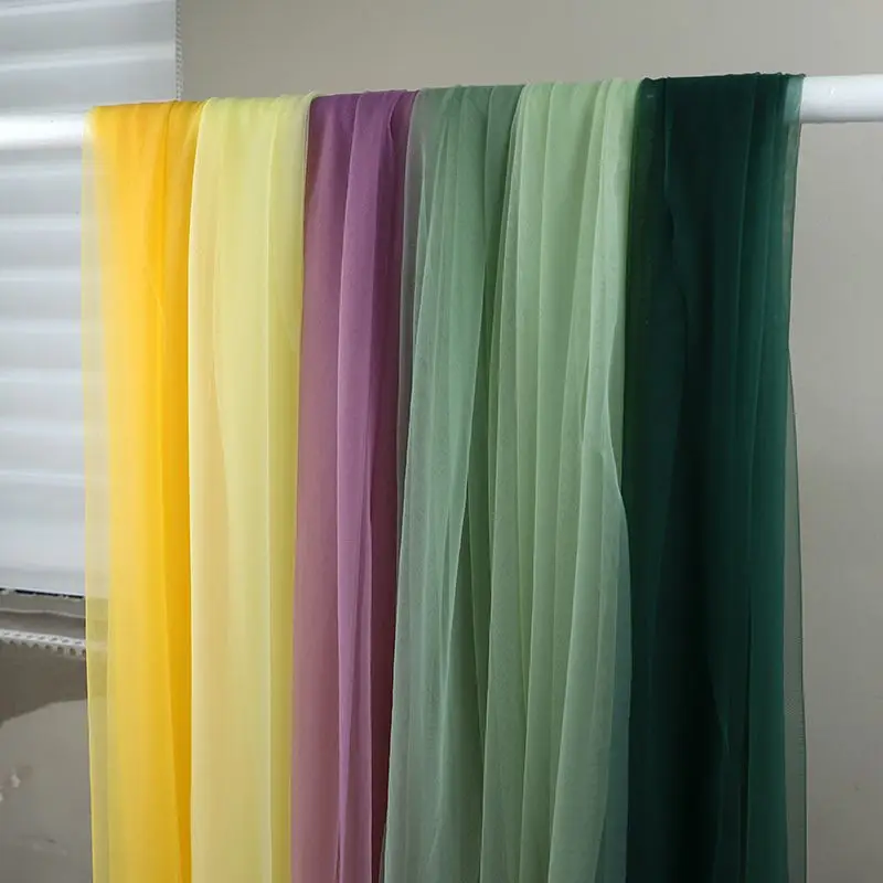 Soft Tulle Fabric By The Meter for Sewing Wedding Dress Clothing Skirts Curtains Diy Breathable Cloth Summer Green White Blue