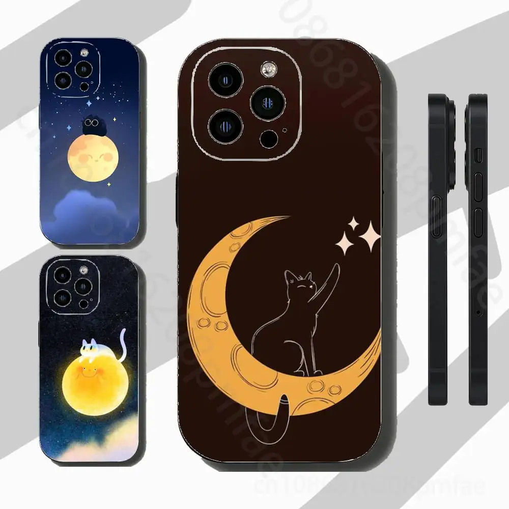 

Cute Animals on the Moon Slim Back Phone Case for iPhone 17,16,15,14,13,12,11 Pro,Max,Plus,X,XS,XR,SE,Mini Protective Cover