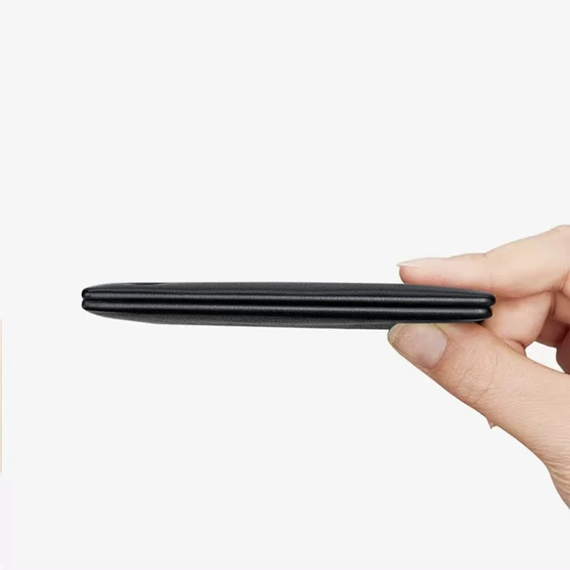 حقيبة بطاقات جلدية للرجال، حامل بطاقات شخصي صغير، مشبك بطاقات رفيع للغاية