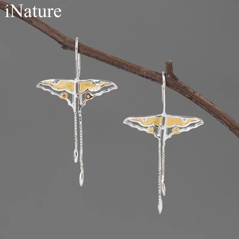 

INATURE Elegant Butterfly Dangle Earrings for Women 925 Sterling Silver Tassel Drop Earring Jewelry