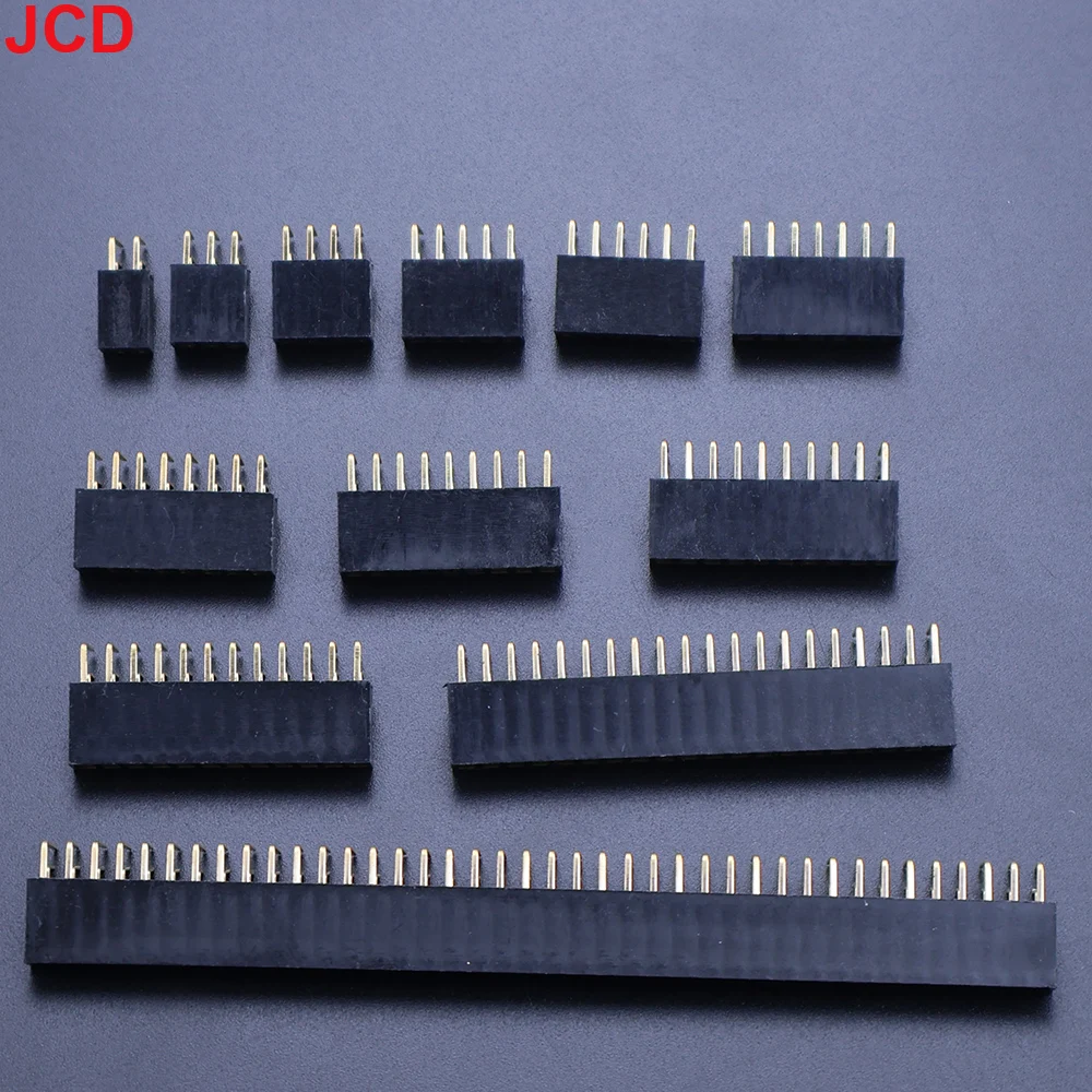 JCD 10pcs 2X3/4/5/6/7/8/10/20/40 Pin Double Row Right Angle Female Pin Header 2.54MM PITCH Strip Connector Socket