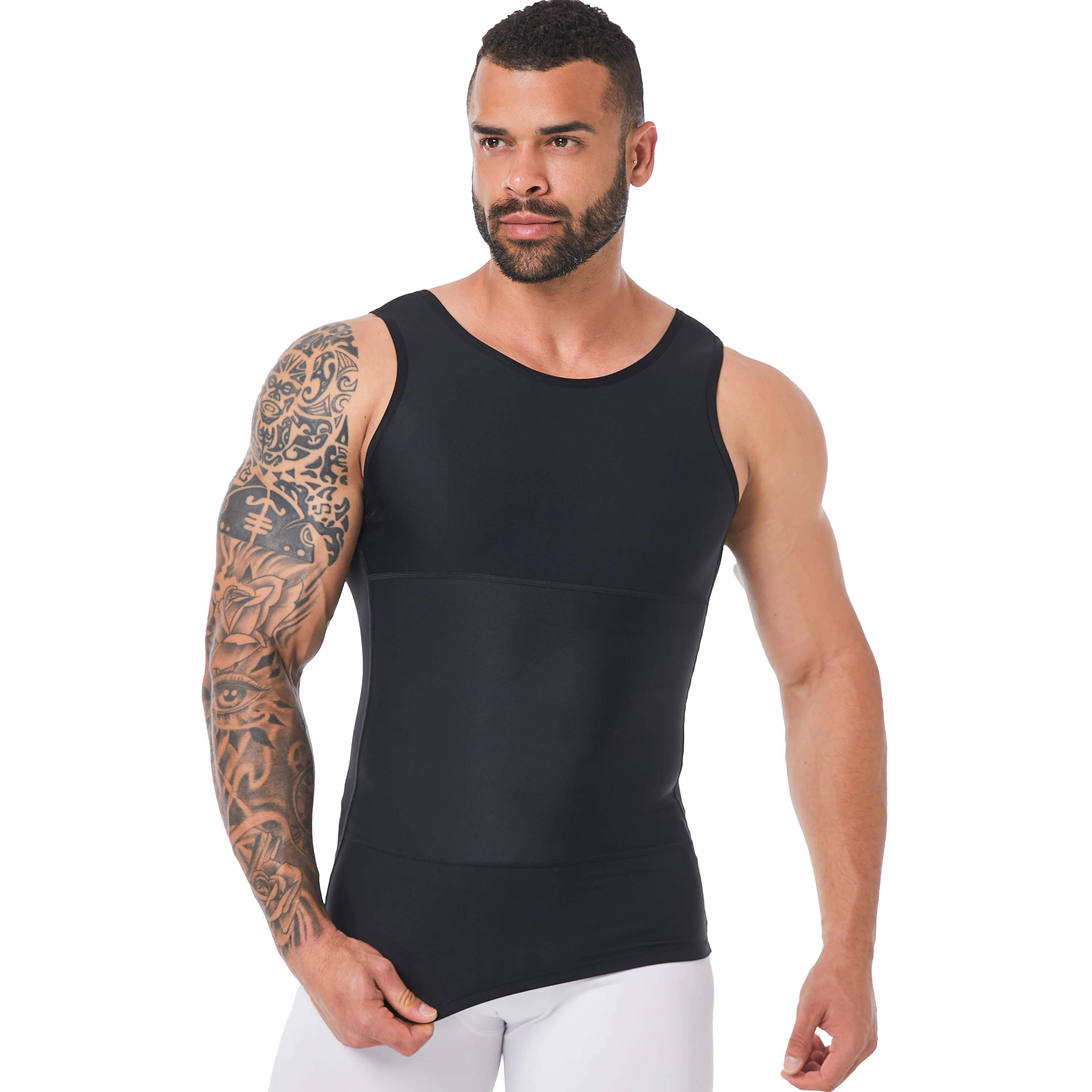 Men's Double Layer Compression Vest Tummy Control Slim Body Shaper Breathable Tank Top for Gym Fitness Casual Daily Wear