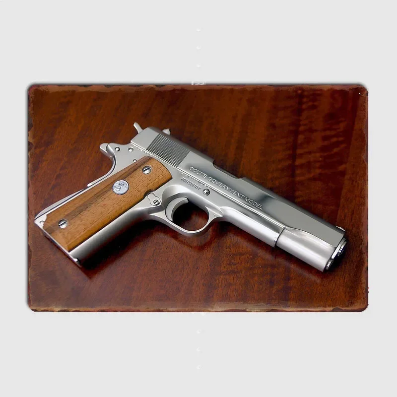 

Gun Handgun Military Pistol Metal Sign Poster Garage Living Room Cinema Living Custom Tin Vintage Home Decor