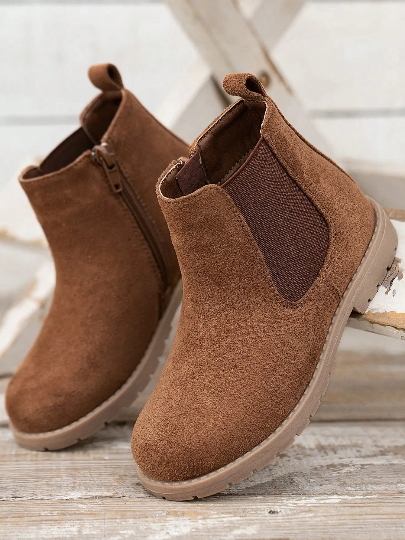 Chelsea Export Surplus Khaki Solid Slip-On Short Rain Boots, Elastic Sock Cuff, Waterproof Anti-slip Wear-resistant Lightweight