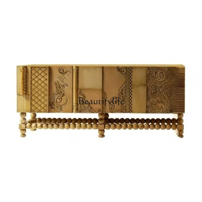 

Medieval solid wood dining side cabinet, retro style French light luxury art, quiet entrance storage bedroom TV cabinet