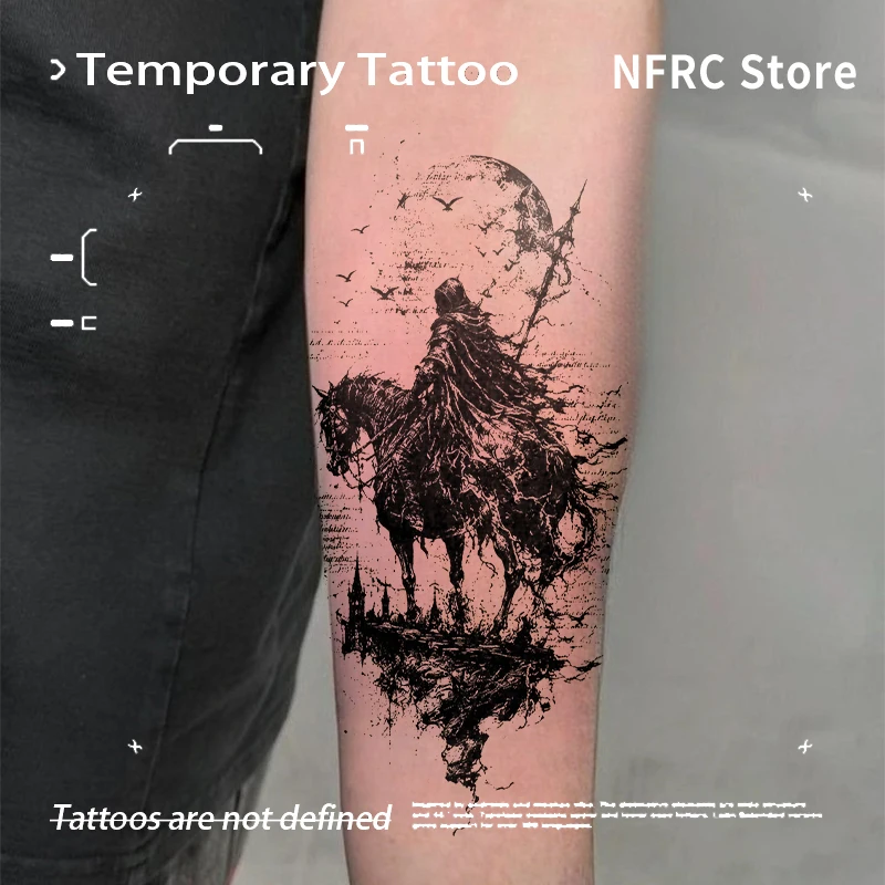Fake Tattoo Gothic Night Horseman Herbal Juice Sticker Temporary Tattoos Stickers Tatoo Sexy Adult Girl Tool Hotwife Cheap Goods