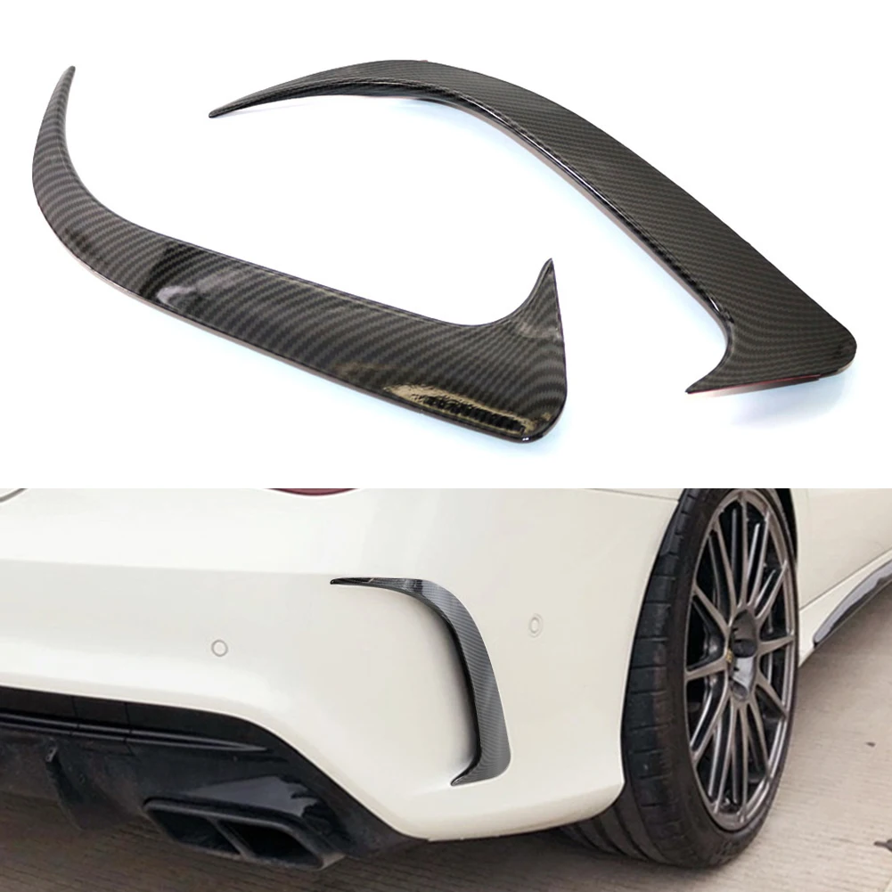 

Gloss Black Inserts Air Vent Cover Car Rear Bumper Side Vent Canard Carbon Fiber for Mercedes-Benz W117 CLA 200 250 45 AMG 14-18
