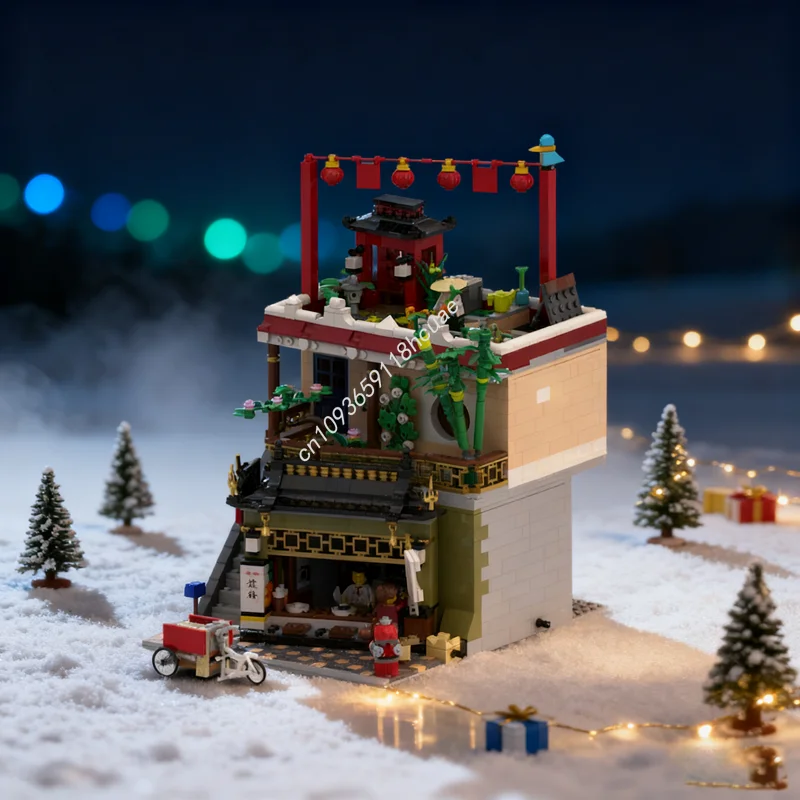 

1954 шт. MOC Downtown магазин лапши обновление модульная модель здания рождественские подарки блоки строительные игрушки сборка DIY кирпич дети