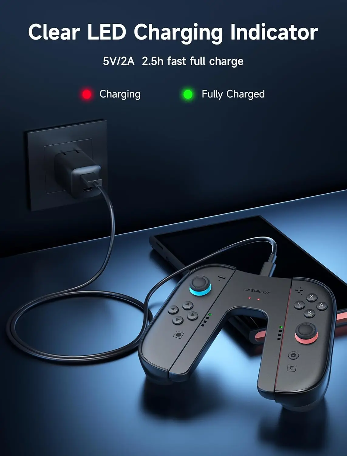 JSAUX Ergonomic Switch 2 Charging Controller for Nintendo Switch 2, Magnetic Controller, Compatible with Switch 2 Joycon