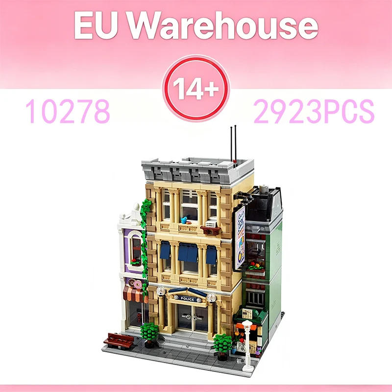 2923 Teile Polizeistation Baustein-Set DIY Häuser Konstruktionsmodell Ziegelstein-Spielzeug Kompatibel mit Set 10278 Geburtstagsgeschenk für Erwachsene