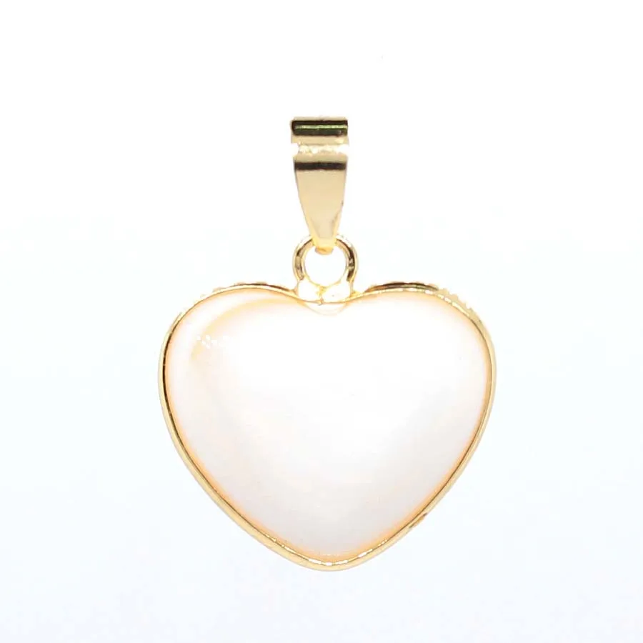 الطبيعية الأبيض قذيفة شكل قلب المعلقات للنساء قلادة DIY الذهب الأصفر اللون الأبيض البحر Sehll قلادة رجل صنع المجوهرات