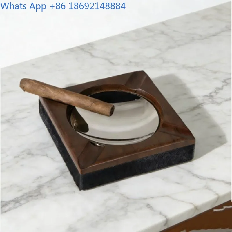 

Modern Minimalist Metal Leather Horsehair Ornament Decoration Cigar Ashtray