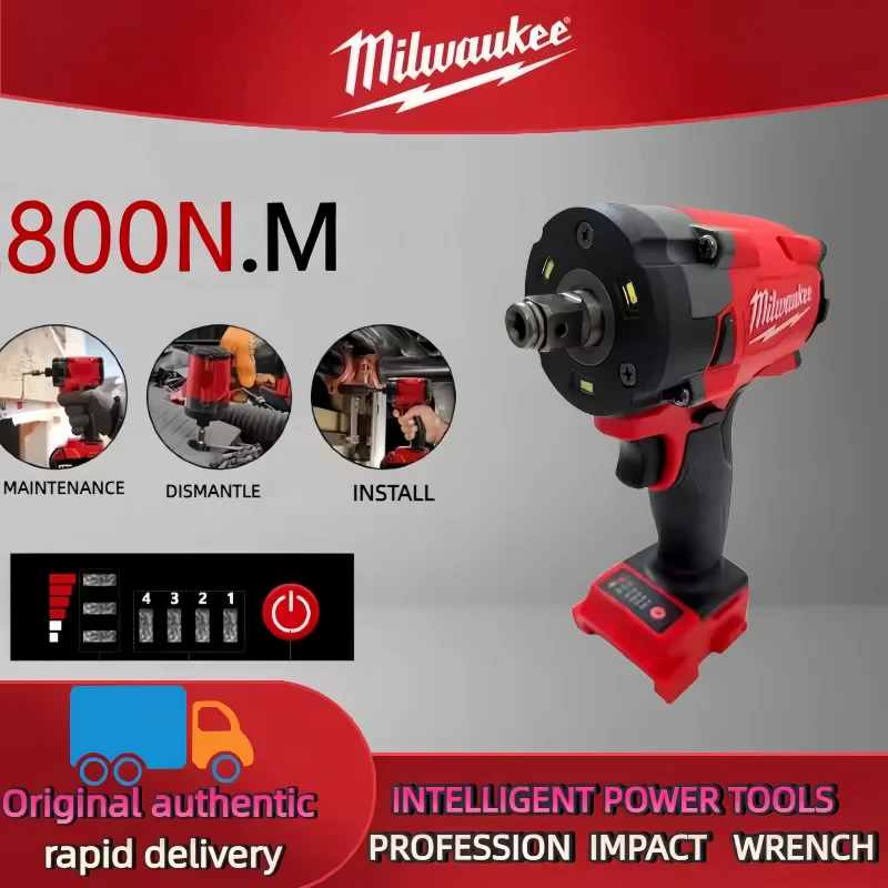 

100% оригинальный бесщеточный электрический ключ Milwaukee 800 Нм с регулируемой скоростью для аккумулятора 18 В, ключ для снятия автомобильных шин