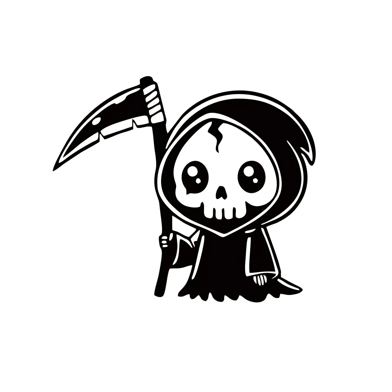 Mini Cute Grim Reaper Car Sticker, Waterproof Sunproof Residue-Free Vinyl Decal for Fuel Cap Side Window Scratch Cover