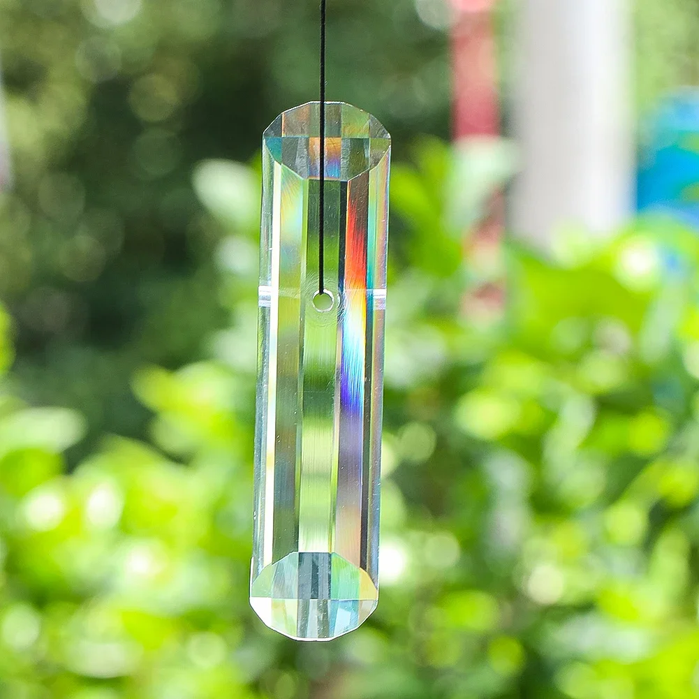 Aurora Clear Crystal Prism Pendant Faceted Cylinder Glass Suncatcher Chandelier Hanging Drop Window Decor DIY Ornament