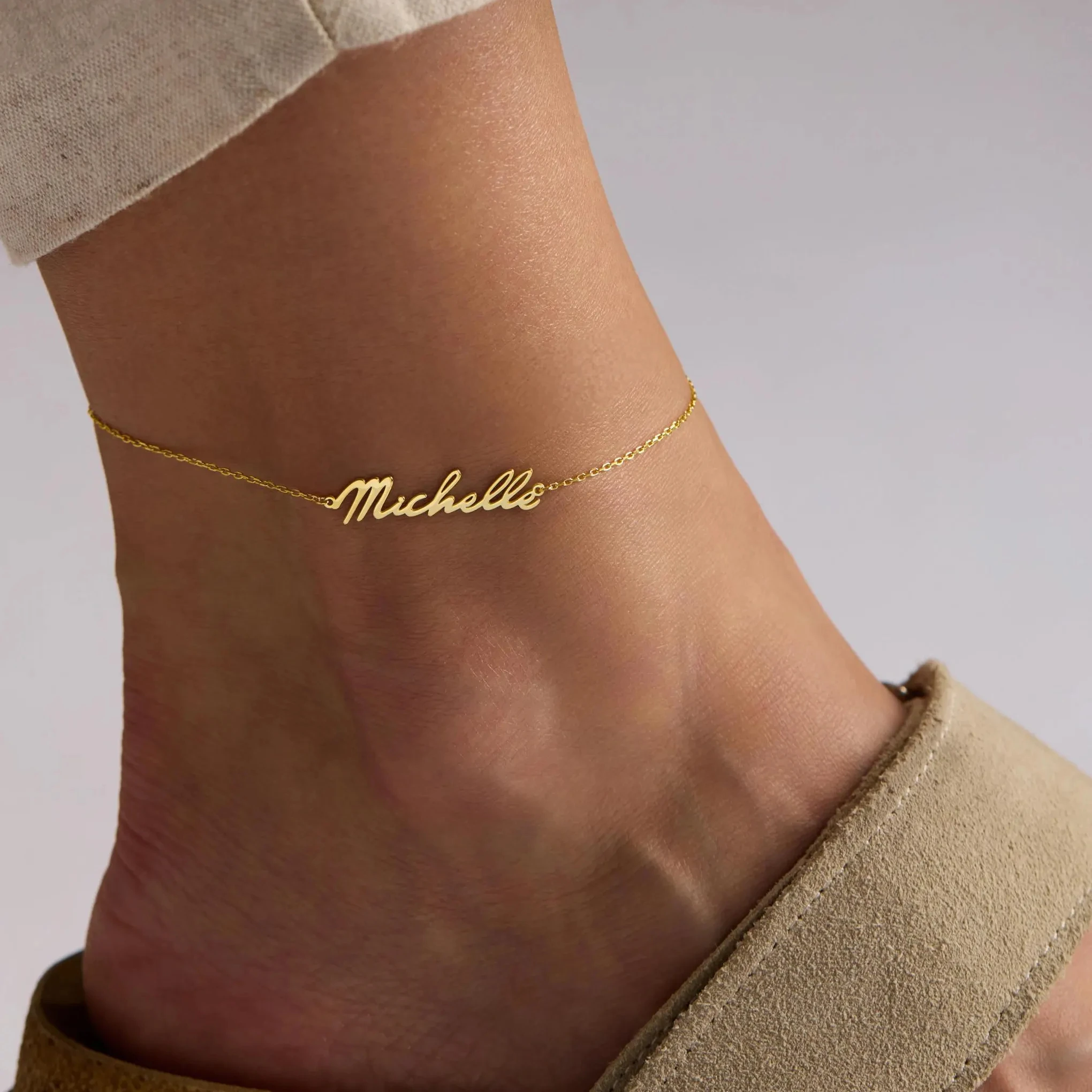 Minimalist Personalized Name Anklet Multiple Chain Styles: Cuban Chain Box Chain Stainless Steel Letter Anklet Jewelry Gift