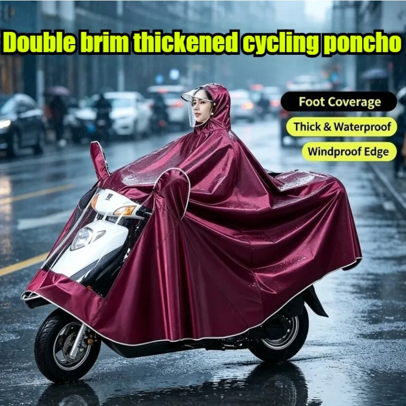 Motorcycle Electric Vehicle Riding Poncho Raincoat Double Brim Men and Women Riding Foot Cover Single Double Enlarged Thickened