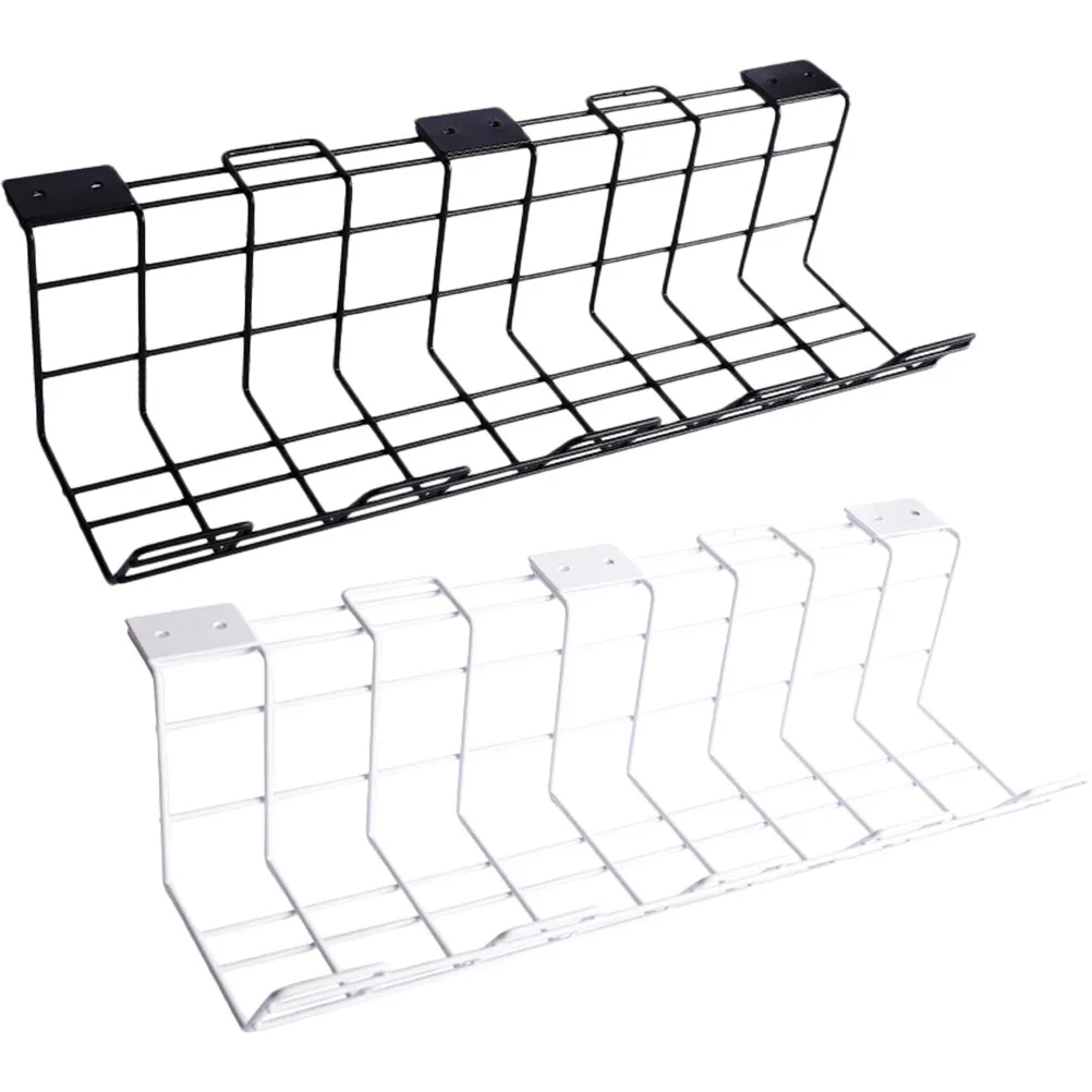 

2Pcs Under Desk Cable Management Tray Iron Wire Organizer for Home Office Desktop Cord Storage Basket Tidy Cable Holder